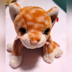 Beanie Baby orange white cat toy with tag year 1999